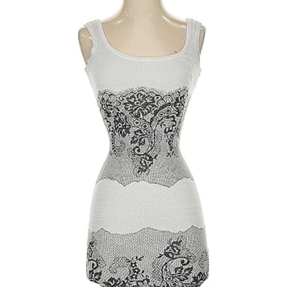 Guess by Marciano White and Black Mini Dress